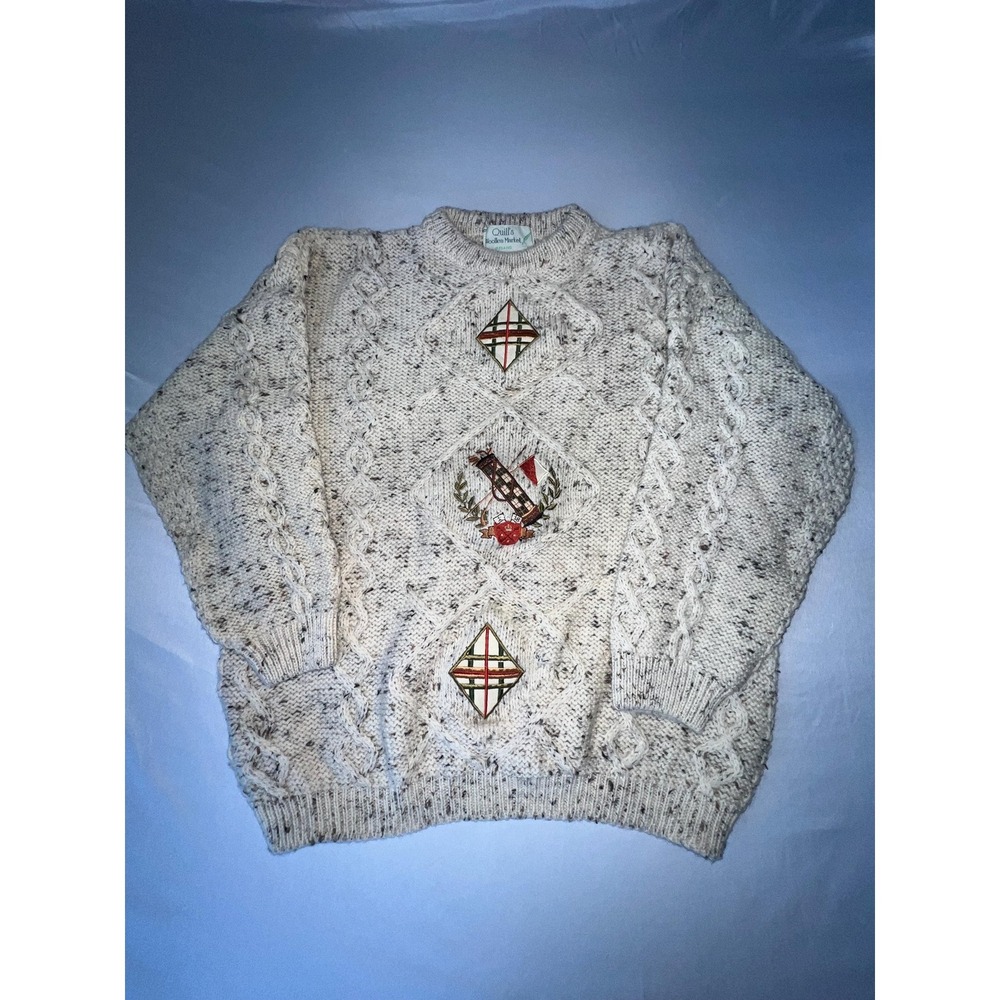 Quill's Woolen Market Ireland Wool Golf Cable‎ Knit Sweater 90's Unisex Large??